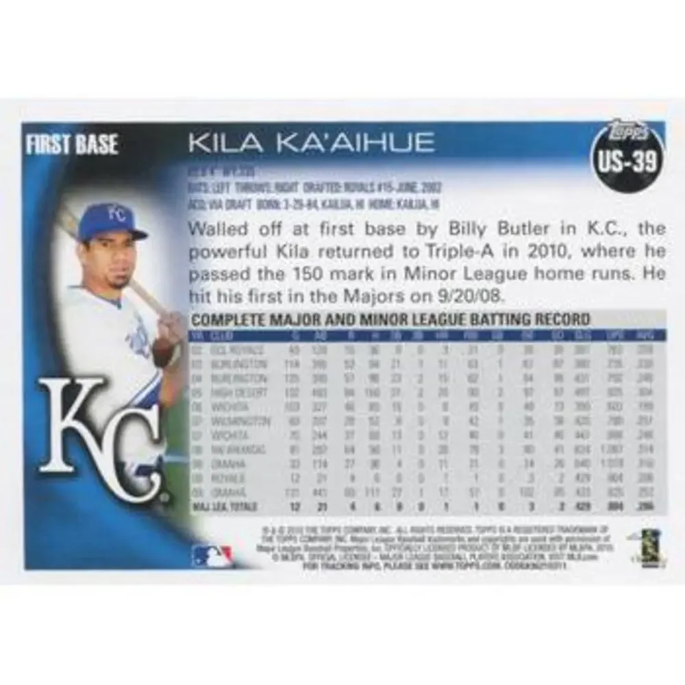 2010 Topps Update Kila Ka'aihue US-39 Kansas City Royals